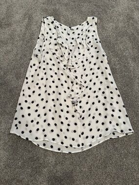 Polka Dot Ruffle Sleeveless Shirt - White/Black